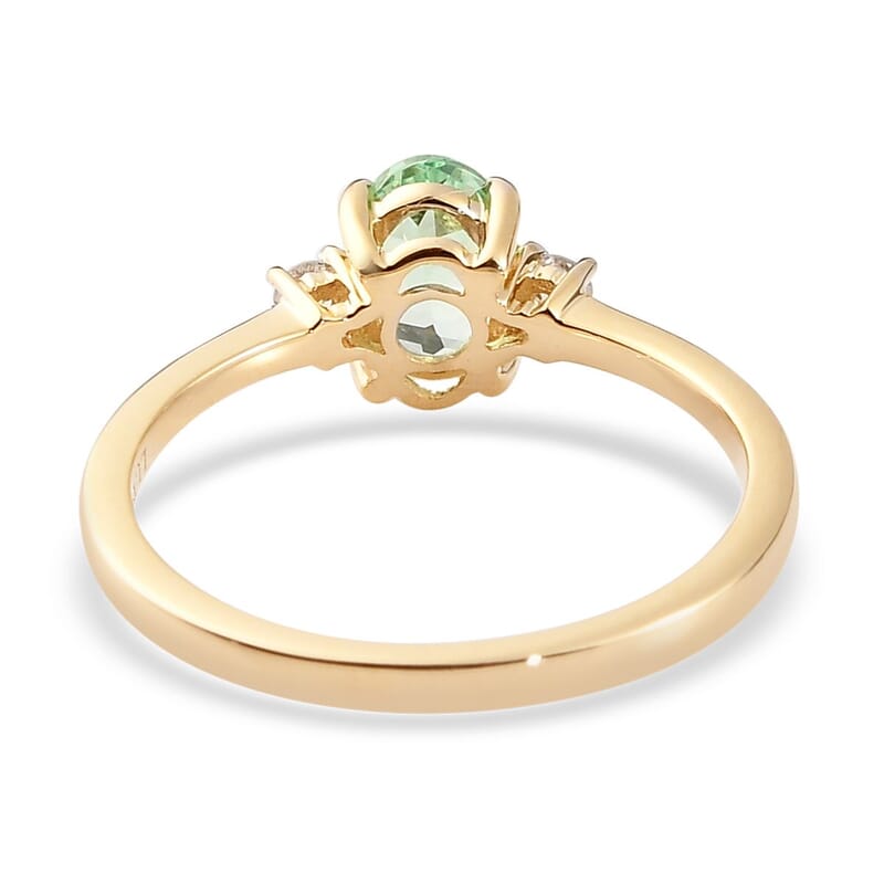 Luxoro 10K Yellow Gold Premium Merelani Mint Garnet and G-H I3 Diamond Ring (Size 10.0) 1.00 ctw