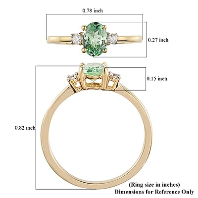 Luxoro 10K Yellow Gold Premium Merelani Mint Garnet and G-H I3 Diamond Ring (Size 10.0) 1.00 ctw