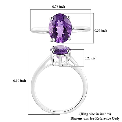 Mashamba Amethyst Solitaire Ring in Sterling Silver (Size 10.0) 1.70 ctw