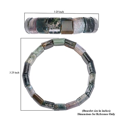 Indian Agate Block Stretch Bracelet 184.50 ctw