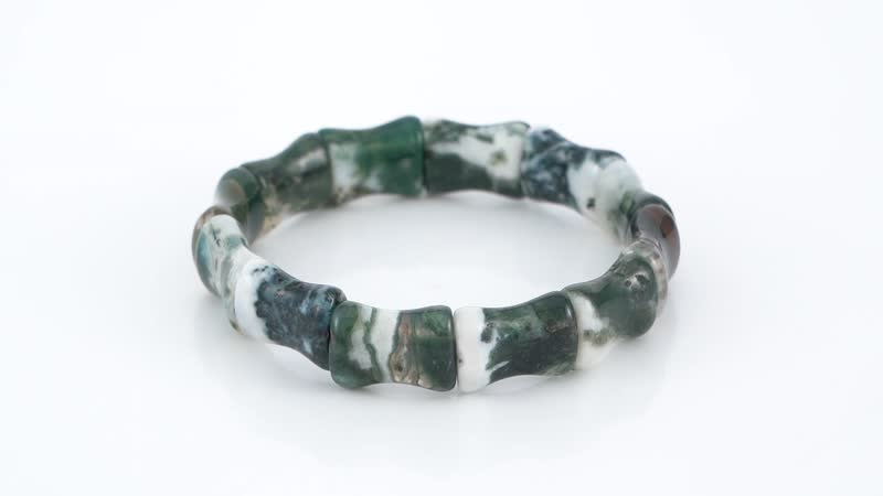 Moss Agate 155.00 ctw Bamboo Stretch Bracelet