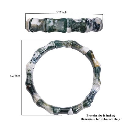 Moss Agate 155.00 ctw Bamboo Stretch Bracelet
