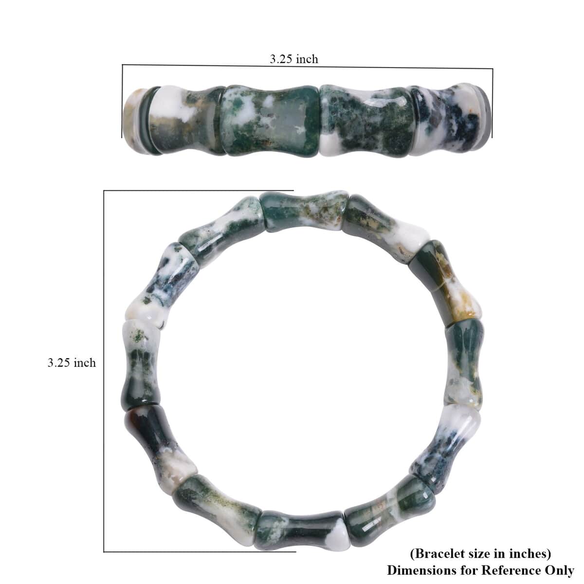 Moss Agate Bamboo Stretch Bracelet 155.00 ctw image number 3