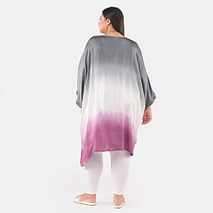Tamsy Black Ombre Dye V-Neck With Lace Tunic - One Size Fits Most