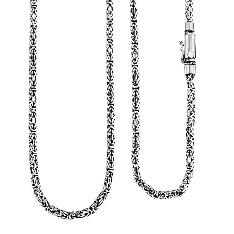 Bali Legacy Sterling Silver 4mm Borobudur Necklace 24 Inches 56.60 Grams