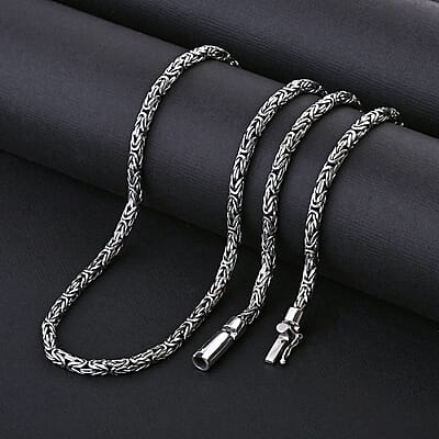 Bali Legacy Sterling Silver 4mm Borobudur Necklace 24 Inches 56.60 Grams