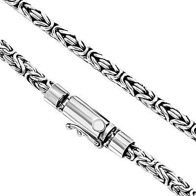 Bali Legacy Sterling Silver 4mm Borobudur Necklace 24 Inches 56.60 Grams