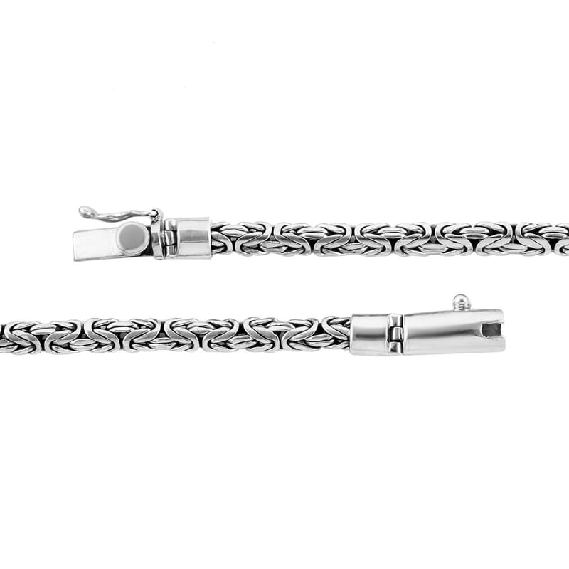 Bali Legacy Sterling Silver 4mm Borobudur Necklace 24 Inches 56.60 Grams