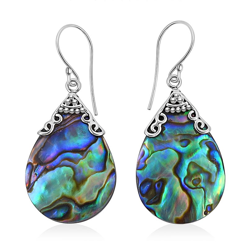 Abalone Shell Drop Earrings in Sterling Silver