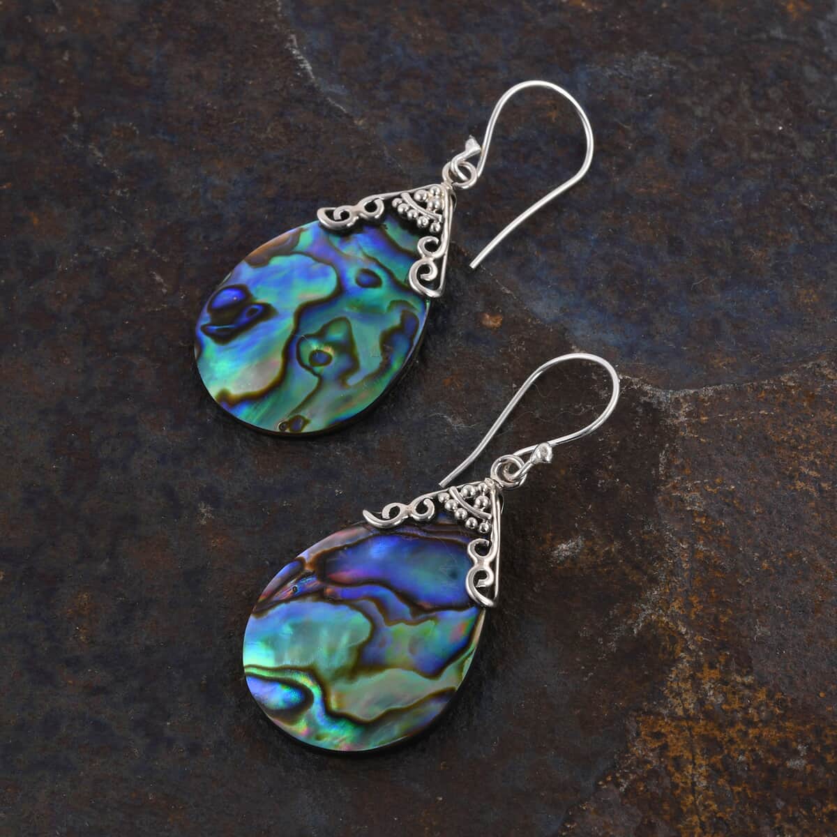 Abalone Shell Drop Earrings in Sterling Silver image number 1