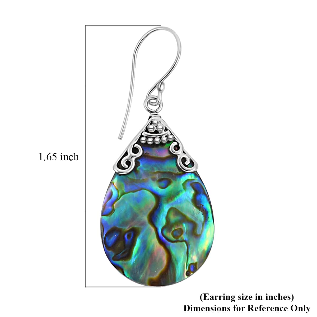 Abalone Shell Drop Earrings in Sterling Silver image number 4