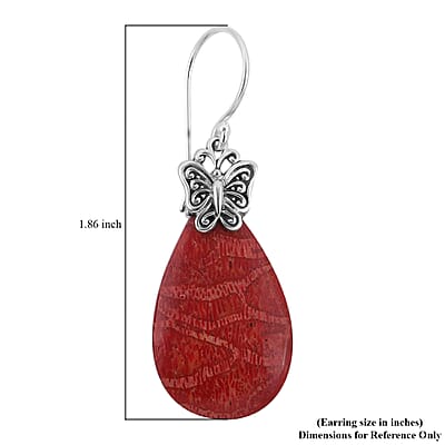 Coral Drop Earrings in Sterling Silver