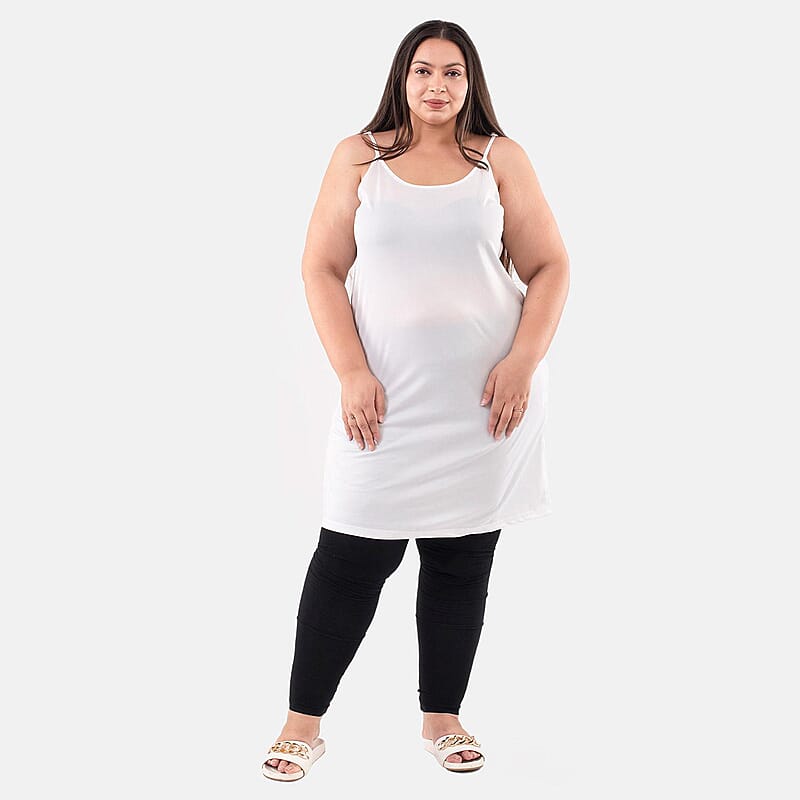 Tamsy White Poly Knitted Sleeveless Camisole - One Size Fits Most