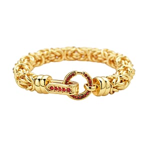 Red Austrian Crystal Byzantine Link Bracelet in ION Plated YG Stainless Steel (7.50 In), Tarnish-Free, Waterproof, Sweat Proof Jewelry