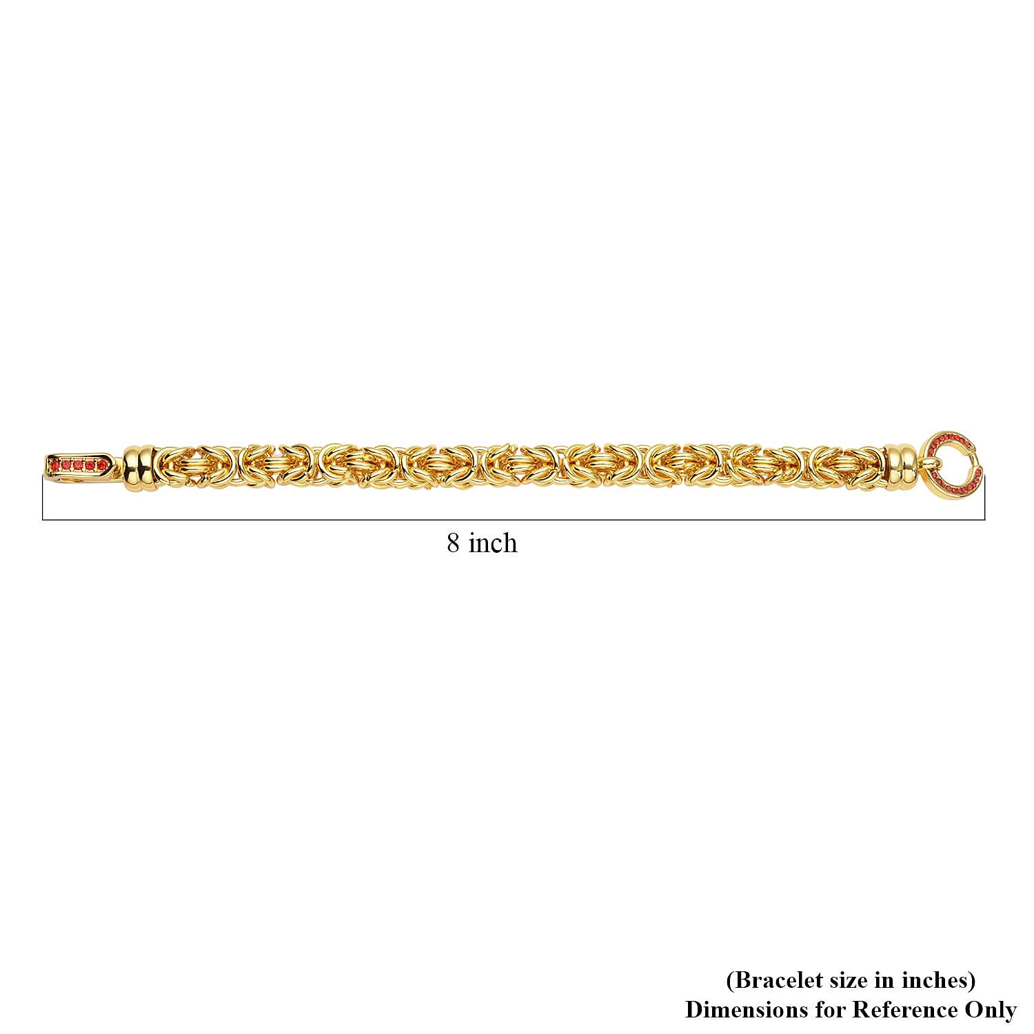 Red Austrian Crystal Byzantine Link Bracelet in ION Plated YG Stainless Steel (7.50 In), Tarnish-Free, Waterproof, Sweat Proof Jewelry