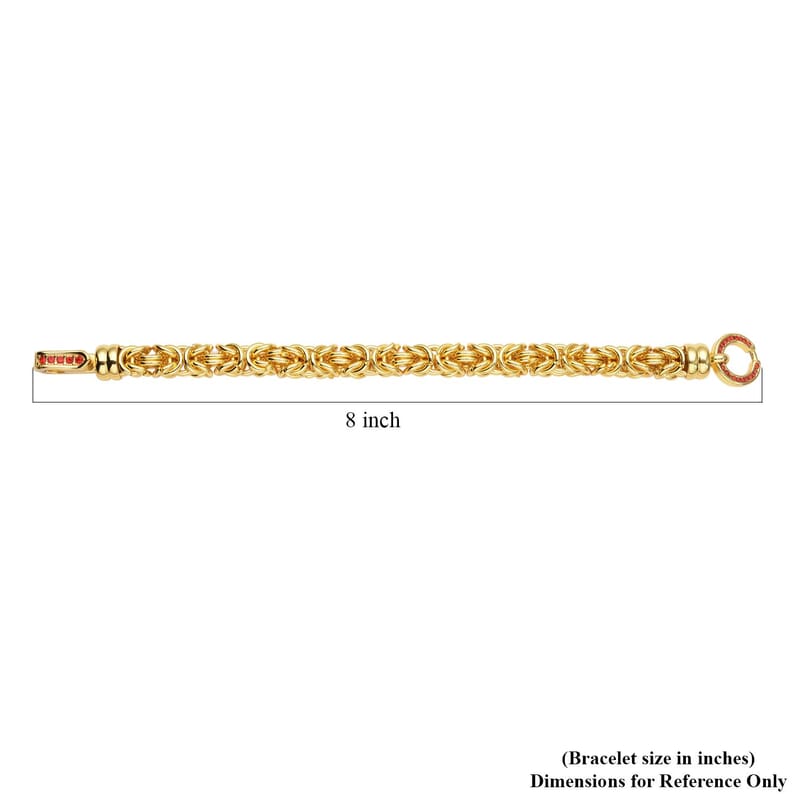 Red Austrian Crystal Byzantine Link Bracelet in ION Plated YG Stainless Steel (7.50 In), Tarnish-Free, Waterproof, Sweat Proof Jewelry