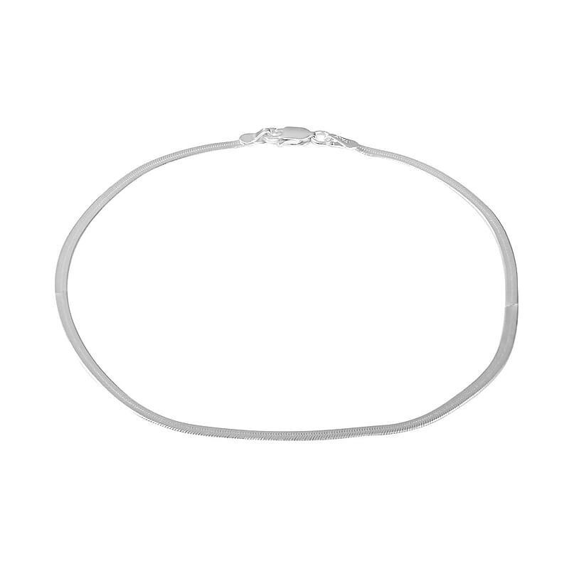 Italian Sterling Silver 2.3mm Herringbone Anklet (10 in) 2.10 Grams