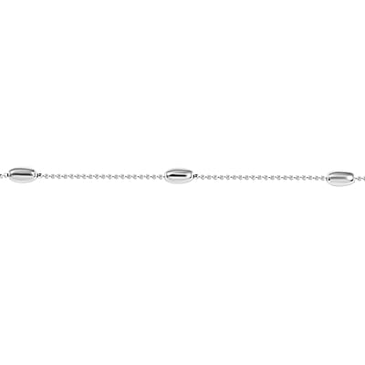 Italian Sterling Silver 3.85mm Diamond Cut Oval Station Beaded Anklet (10 in) 2.90 Grams