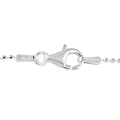 Italian Sterling Silver 3.85mm Diamond Cut Oval Station Beaded Anklet (10 in) 2.90 Grams