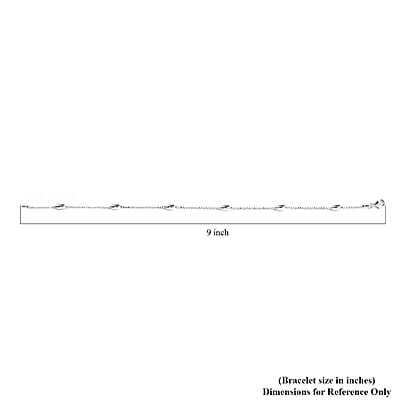 Italian Sterling Silver 3.85mm Diamond Cut Oval Station Beaded Anklet (10 in) 2.90 Grams