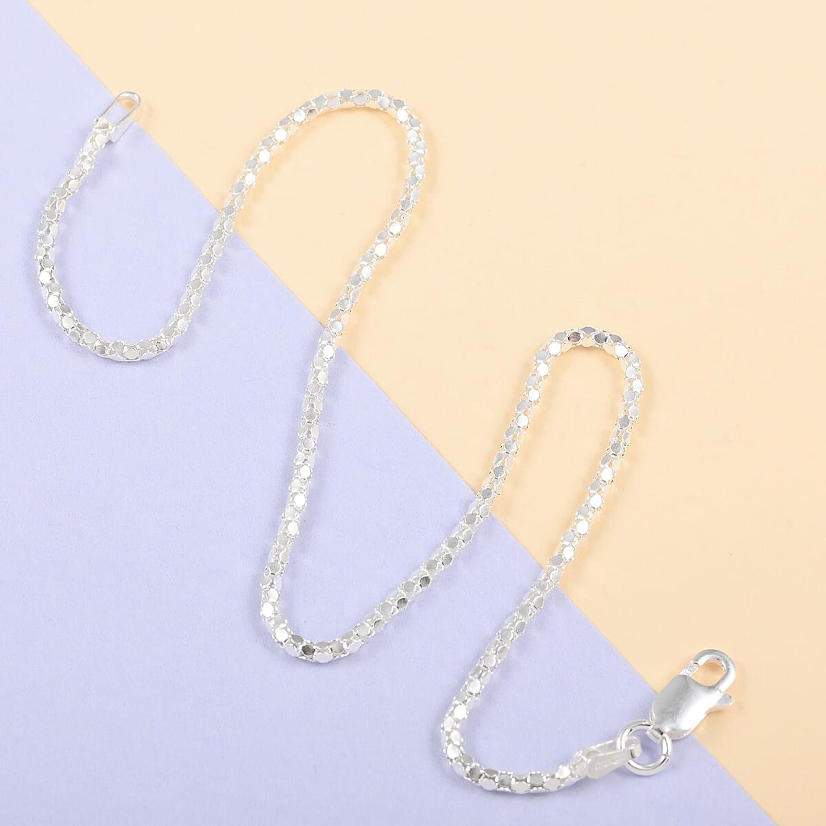 Italian Sterling Silver 1.7mm Diamond Cut Popcorn Chain Anklet (10 in) 1.90 Grams image number 1