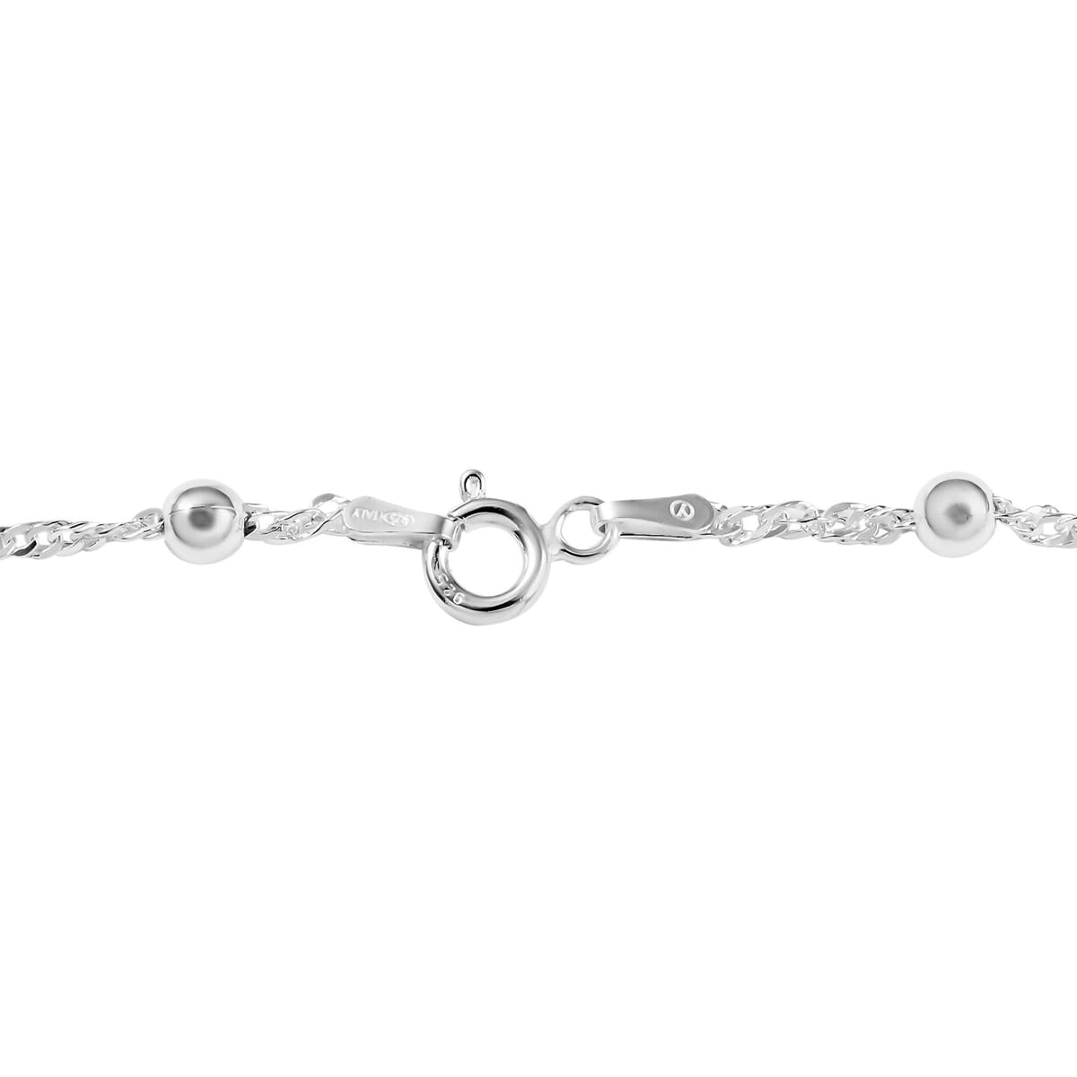 Italian Sterling Silver 4mm Station Oval Moon Cut Bead Anklet (10 in) 2.70 Grams image number 3