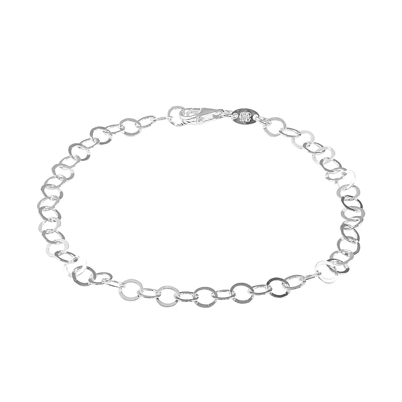 Italian Sterling Silver 5.5mm Open Rolo Anklet (9 In) 3 Grams