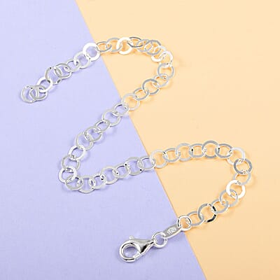 Italian Sterling Silver 5.5mm Open Rolo Anklet (9 In) 3 Grams