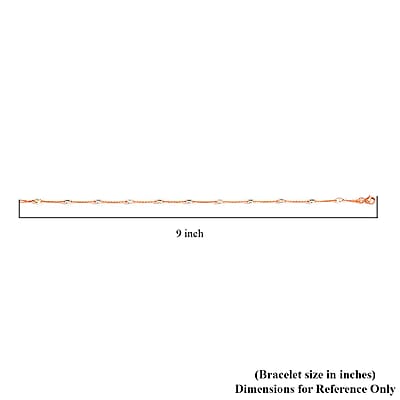 Italian 14K Rose Gold Over Sterling Silver 3.2mm Station Oval Moon Cut Bead Anklet (10 in) 2.30 Grams