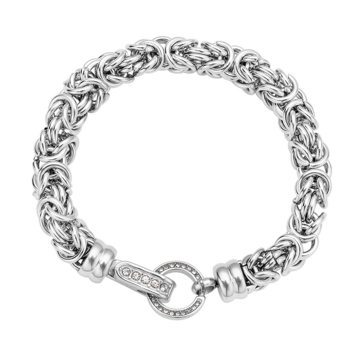 White Austrian Crystal Byzantine Link Bracelet in Stainless Steel (7.50 In) image number 0