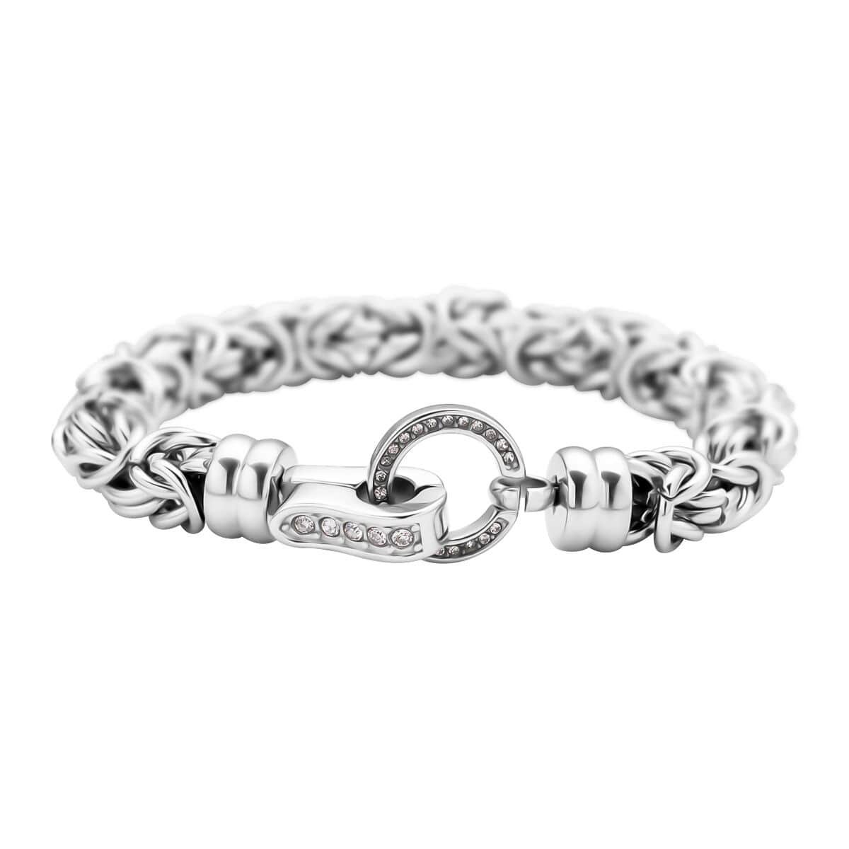 White Austrian Crystal Byzantine Link Bracelet in Stainless Steel (7.50 In) image number 2