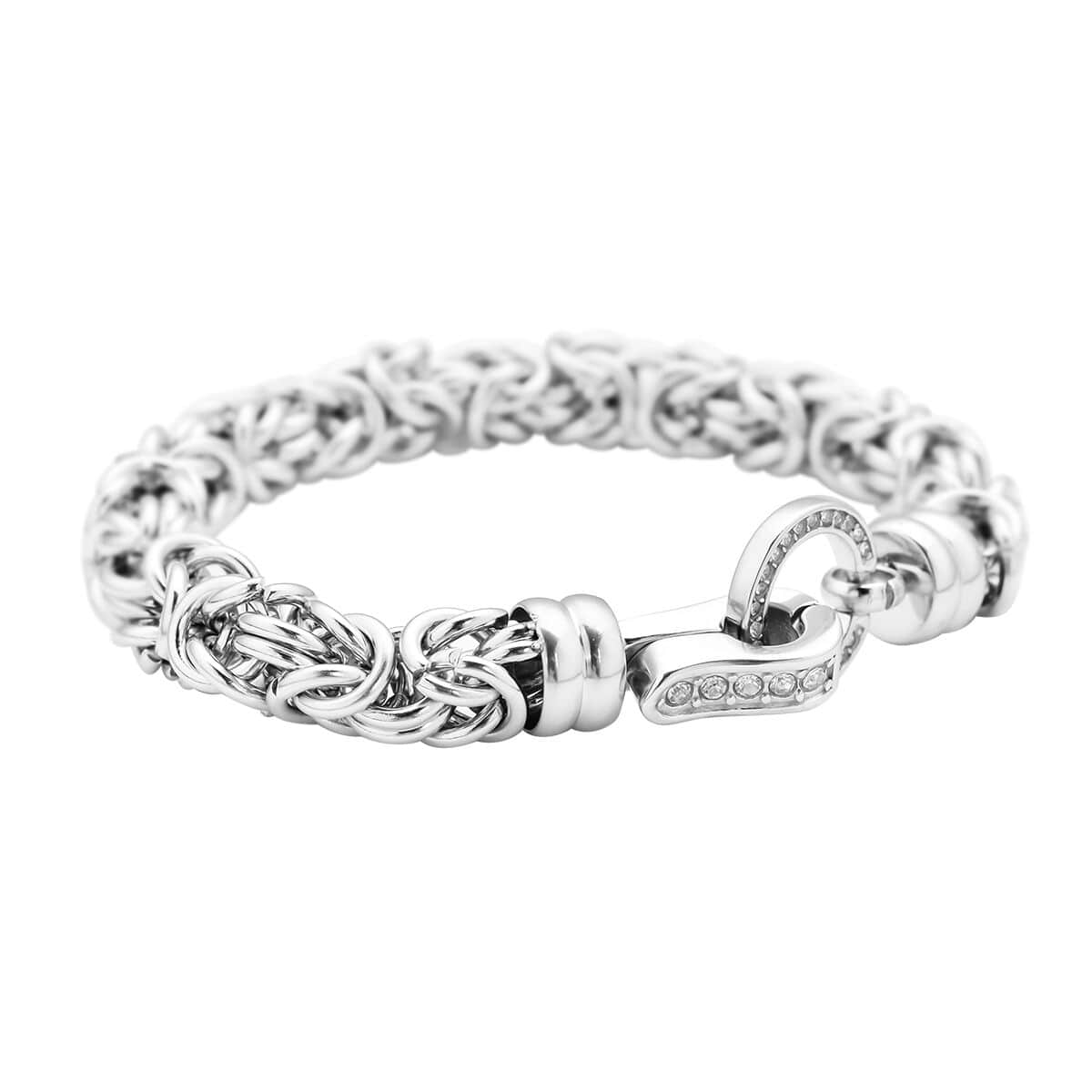 White Austrian Crystal Byzantine Link Bracelet in Stainless Steel (7.50 In) image number 3