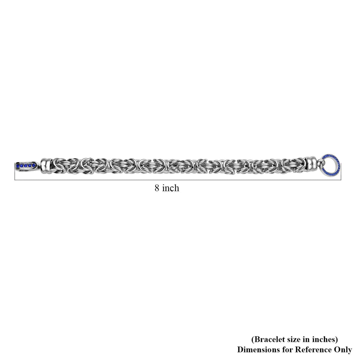 Blue Austrian Crystal Byzantine Link Bracelet in Stainless Steel (7.50 In) image number 4