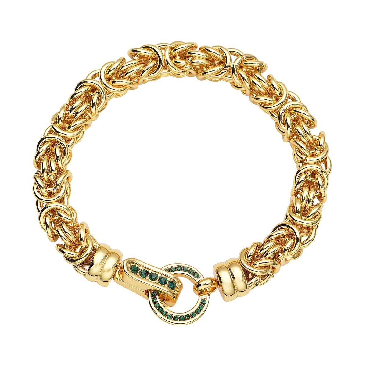 Neon Green Austrian Crystal Byzantine Link Bracelet in ION Plated YG Stainless Steel (7.50 In), Tarnish-Free, Waterproof, Sweat Proof Jewelry image number 0