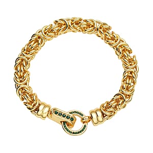 Neon Green Austrian Crystal Byzantine Link Bracelet in ION Plated YG Stainless Steel (7.50 In), Tarnish-Free, Waterproof, Sweat Proof Jewelry