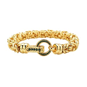 Neon Green Austrian Crystal Byzantine Link Bracelet in ION Plated YG Stainless Steel (7.50 In), Tarnish-Free, Waterproof, Sweat Proof Jewelry