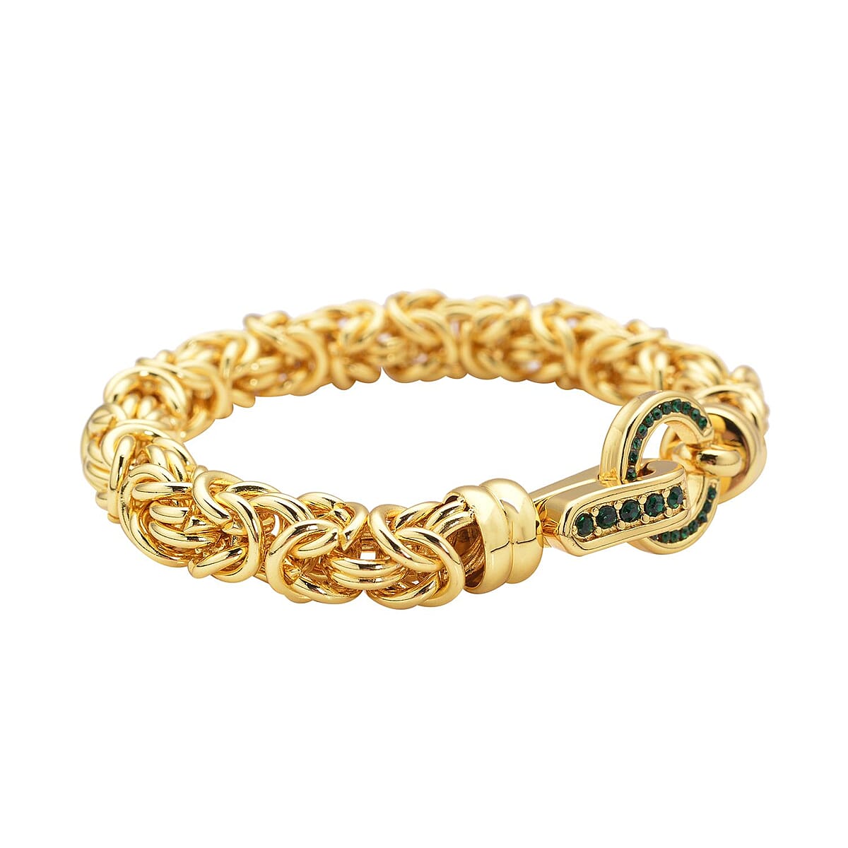 Neon Green Austrian Crystal Byzantine Link Bracelet in ION Plated YG Stainless Steel (7.50 In), Tarnish-Free, Waterproof, Sweat Proof Jewelry image number 4