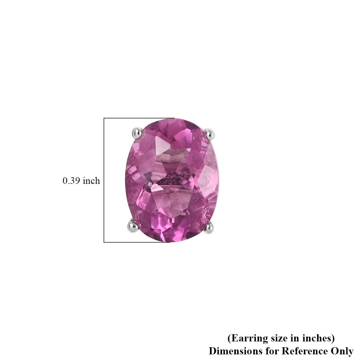 Pink Fluorite Solitaire Stud Earrings in Sterling Silver 3.30 ctw image number 4