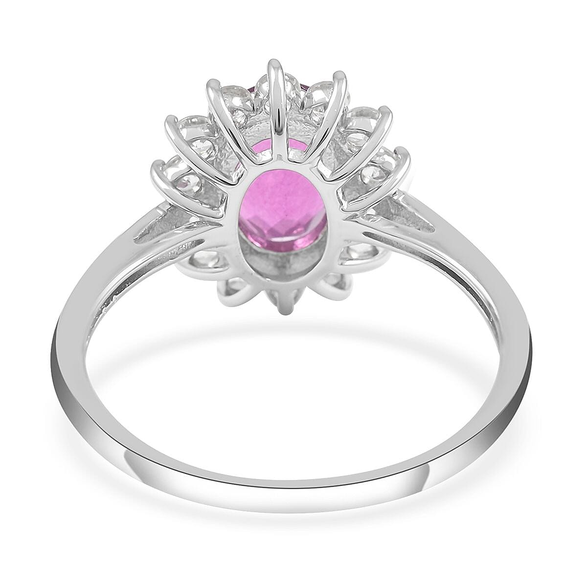 Pink Fluorite and Natural White Zircon Ring in Sterling Silver (Size 10.0) 2.25 ctw image number 4