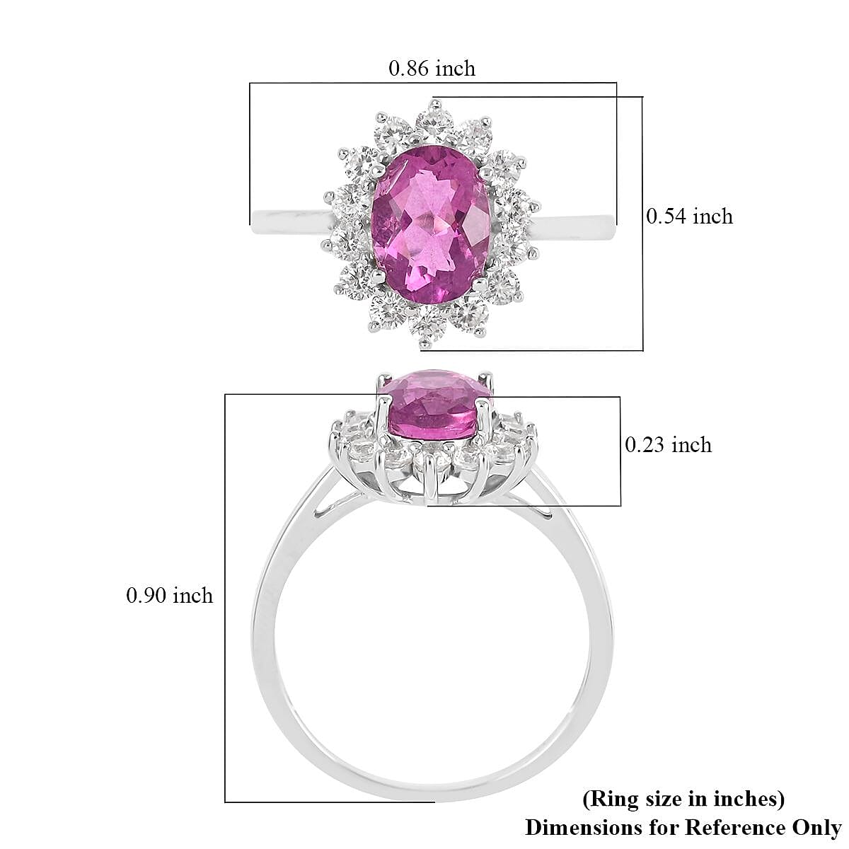 Pink Fluorite and Natural White Zircon Ring in Sterling Silver (Size 10.0) 2.25 ctw image number 5