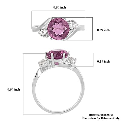 Pink Fluorite and Natural White Zircon Ring in Sterling Silver (Size 10.0) 2.75 ctw