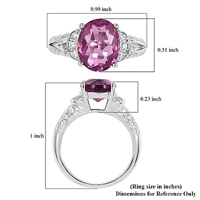 Pink Fluorite and Natural White Zircon Ring in Sterling Silver (Size 9.0) 4.75 ctw