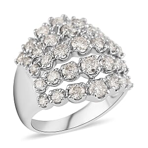 NY Closeout 14K White Gold I-J I2 Diamond 5 Row Ring (Size 7.0) 6.80 Grams 2.50 ctw