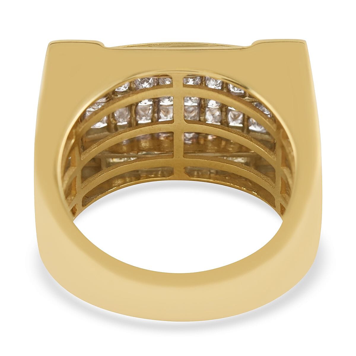NY Closeout 10K Yellow Gold G-H I1-SI Diamond Men's Ring (Size 10.0) 9.45 Grams 3.25 ctw image number 4