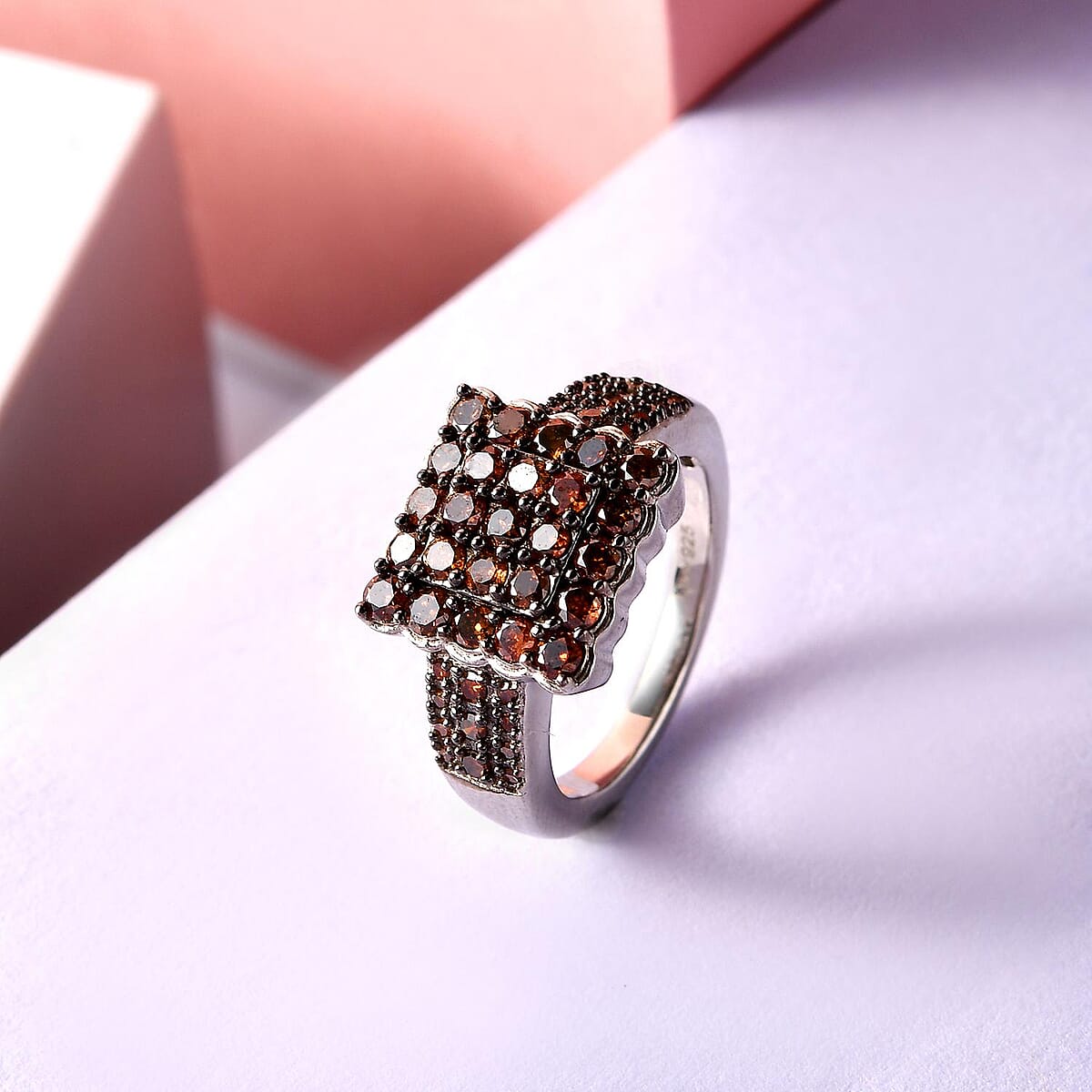 Red Diamond Ring in Rhodium and Platinum Over Sterling Silver (Size 9.0) 1.00 ctw image number 1