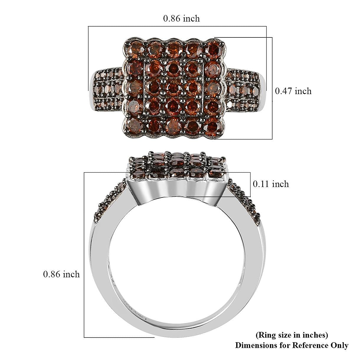 Red Diamond Ring in Rhodium and Platinum Over Sterling Silver (Size 9.0) 1.00 ctw image number 5