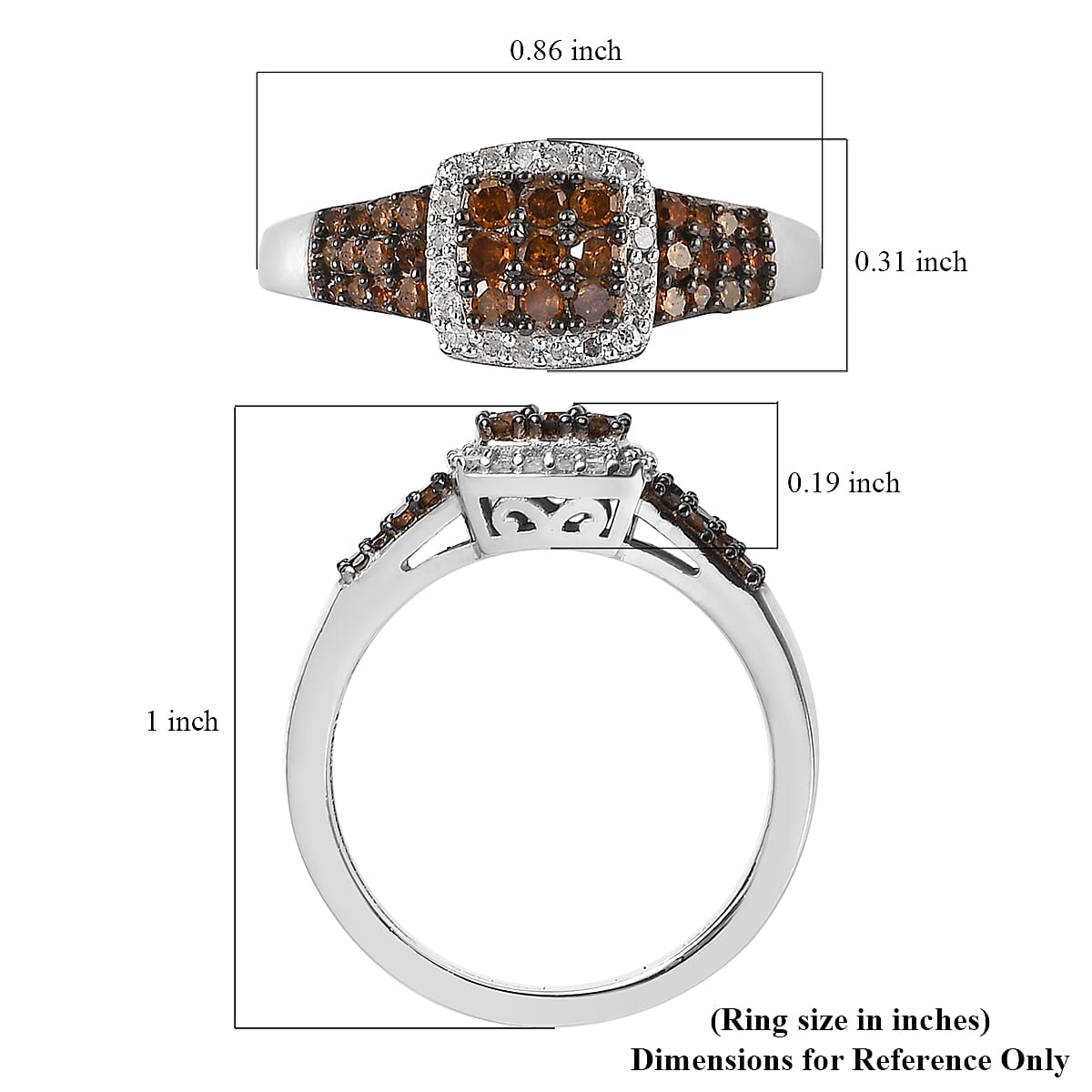 Red Diamond and Diamond Ring in Rhodium and Platinum Over Sterling Silver 0.50 ctw image number 5