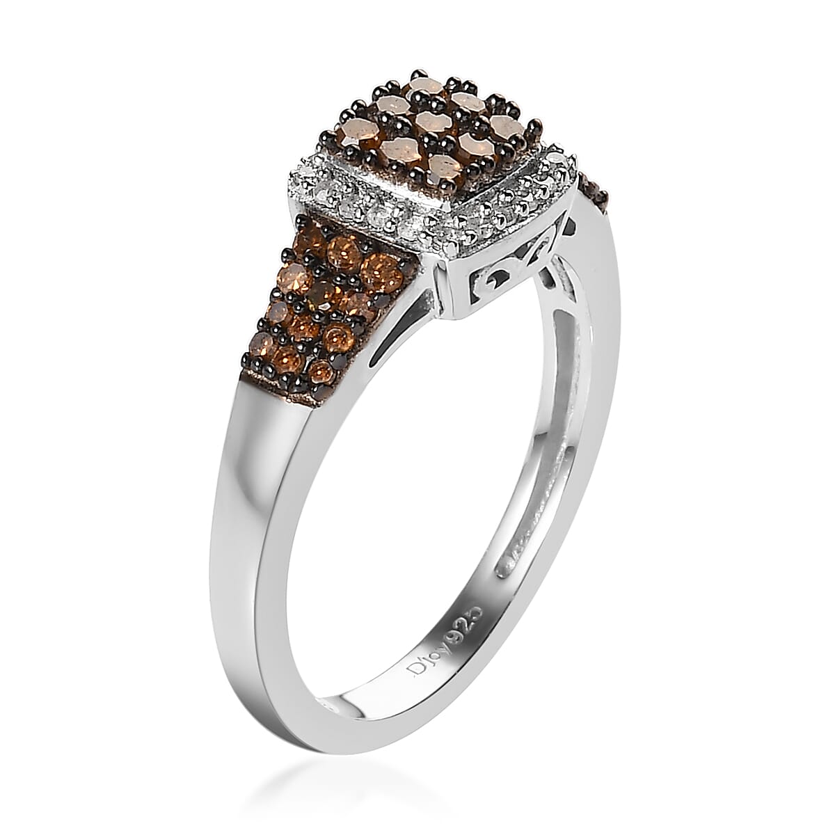 Red Diamond and Diamond Ring in Rhodium and Platinum Over Sterling Silver (Size 7.0) 0.50 ctw image number 3