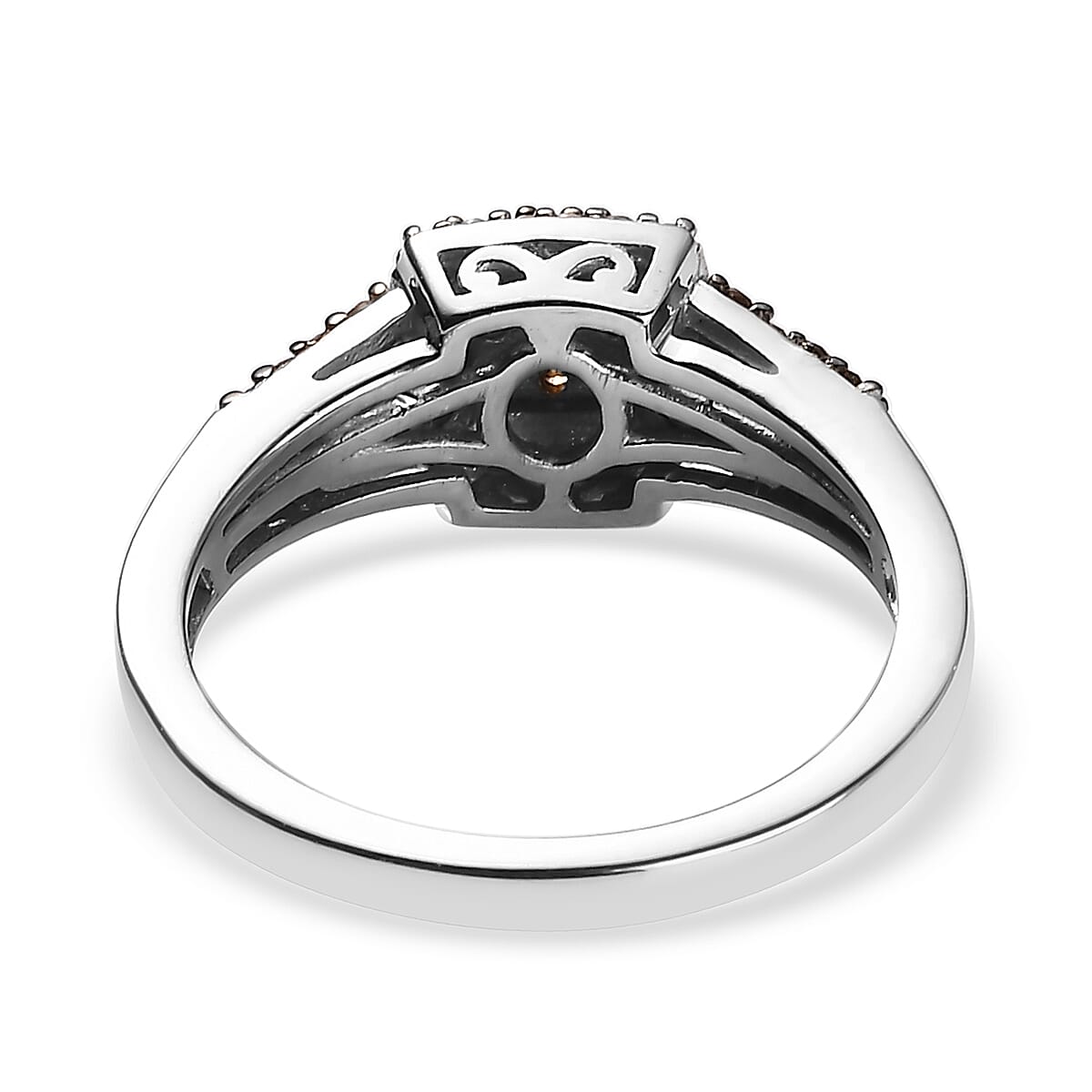 Red Diamond and Diamond Ring in Rhodium and Platinum Over Sterling Silver (Size 7.0) 0.50 ctw image number 4