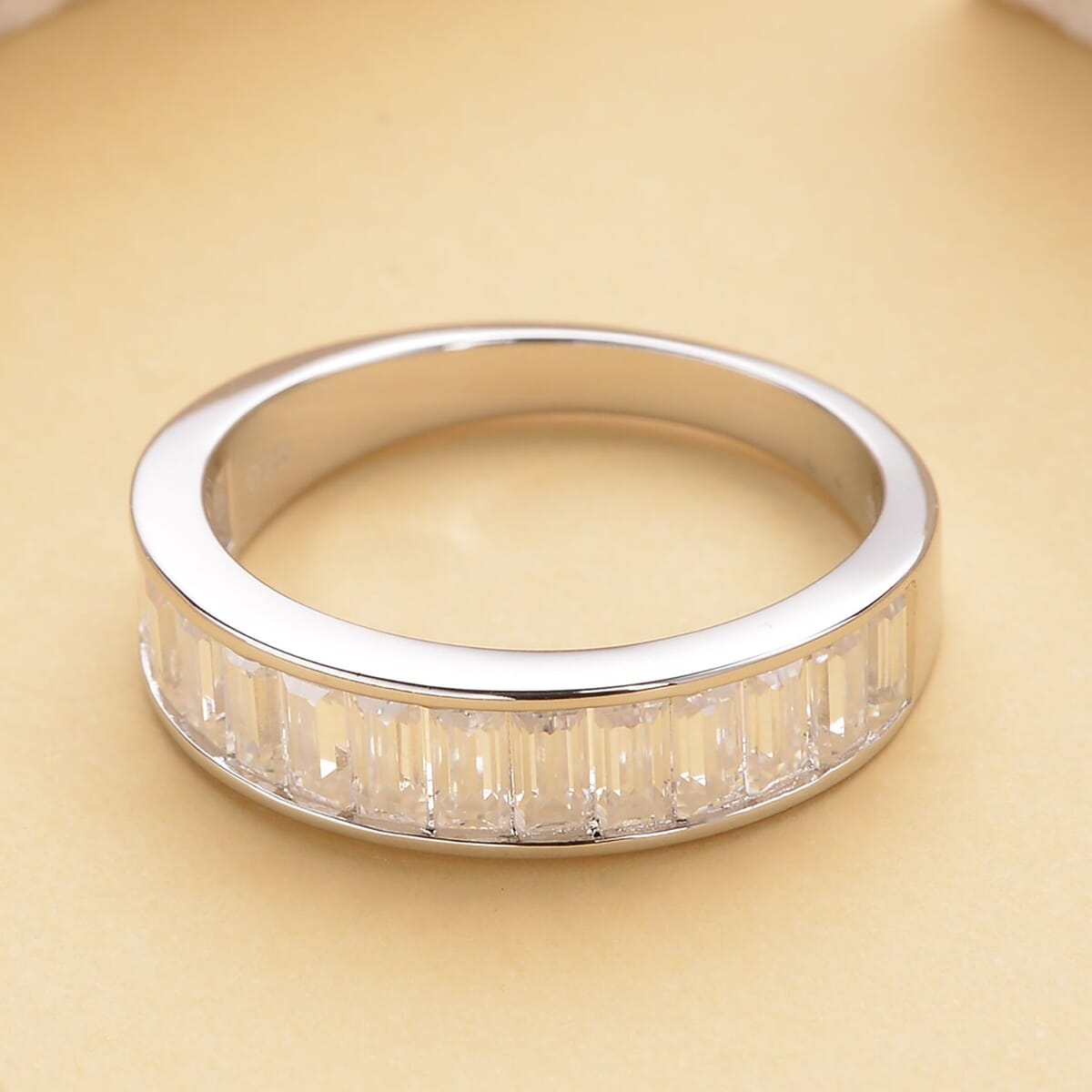White Moissanite VS-EF Half Eternity Band Ring in Sterling Silver 1.75 ctw image number 1